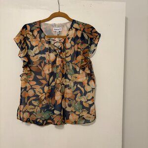 Haisley Lace-Up Ruffle Blouse Size Small